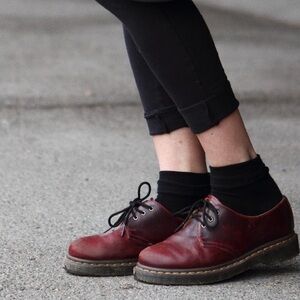 Dr. Martens Burgundy Leather Lace-Up Shoes